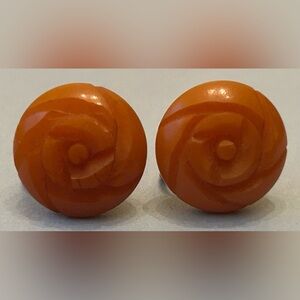 Vintage Butterscotch Bakelite Earrings Screw-Backs